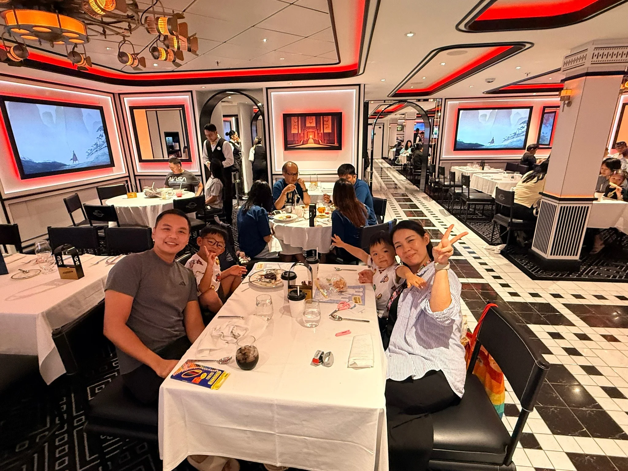 The four of us at our dinner table at Animator’s Palate.