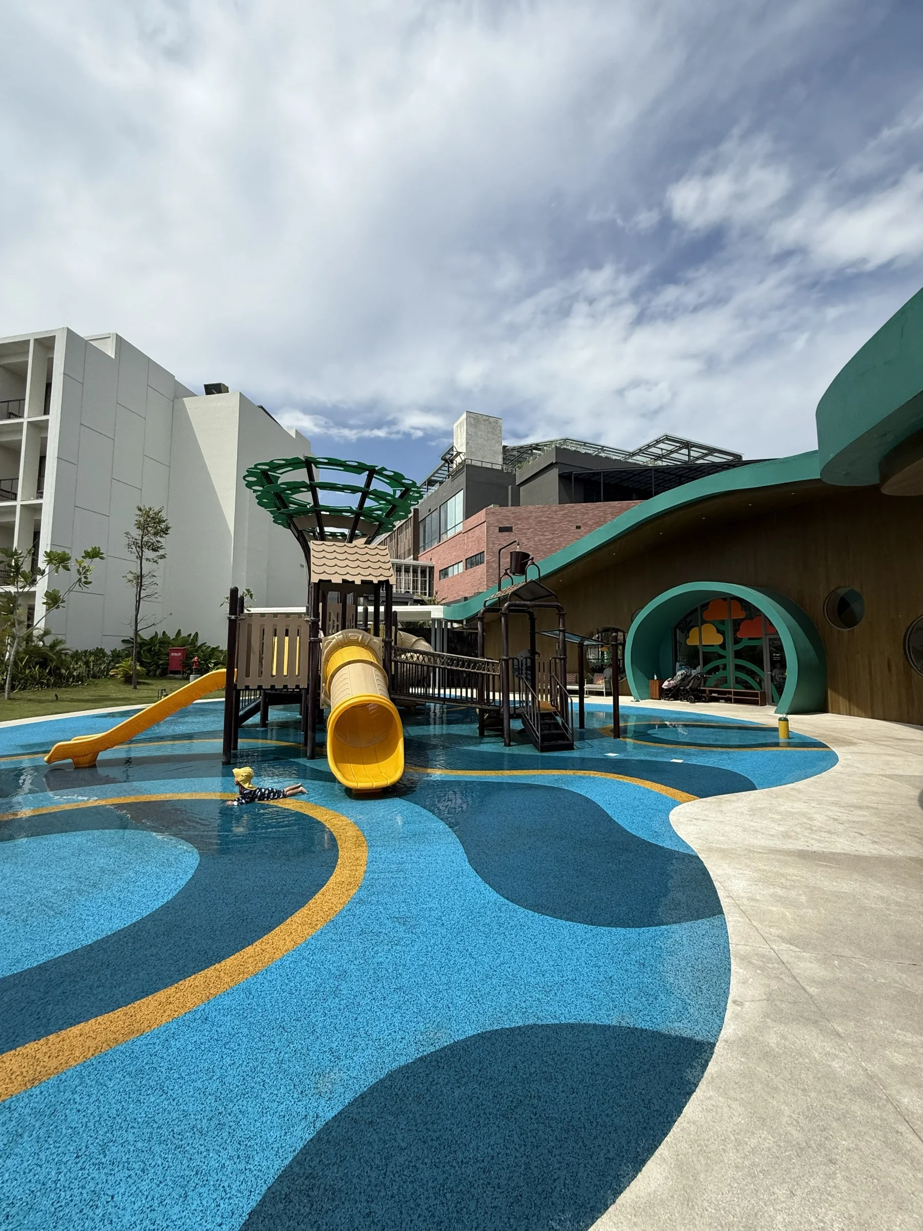 The resort's colourful outdoor children's playground and slides.